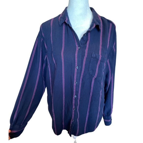 a new day Tops - A New Day blue and purple vertical striped button up XL